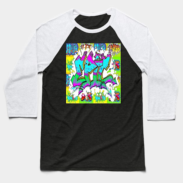 Music Graffiti retro Art 9 Baseball T-Shirt by LowEndGraphics